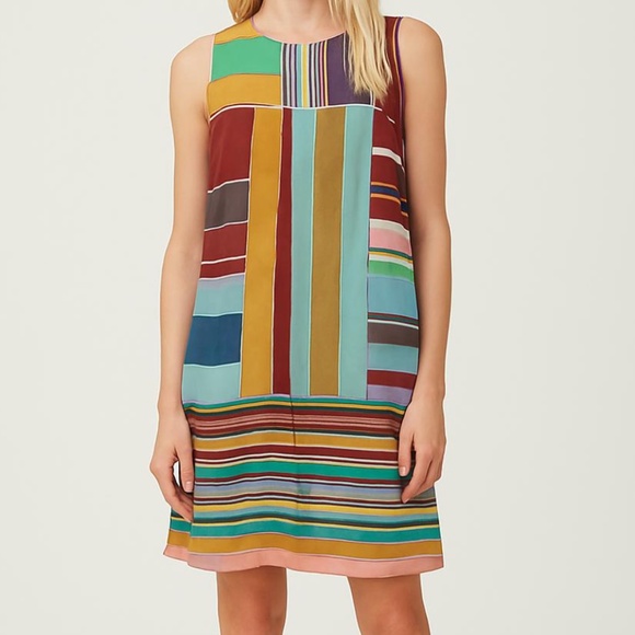 Loft multicolored stripe silk dress - Picture 1 of 2